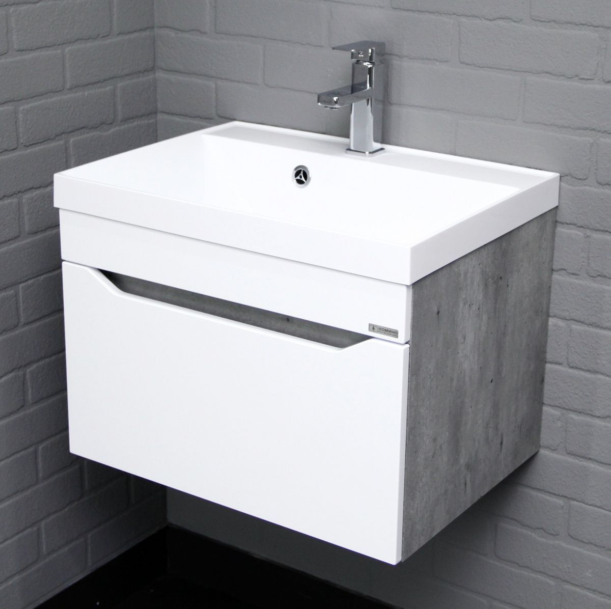 Тумба подвесная под умывальник "UNIT 60" Ева с одним ящиком В1 Бетон Айсберг (DA5905T) | фото 5