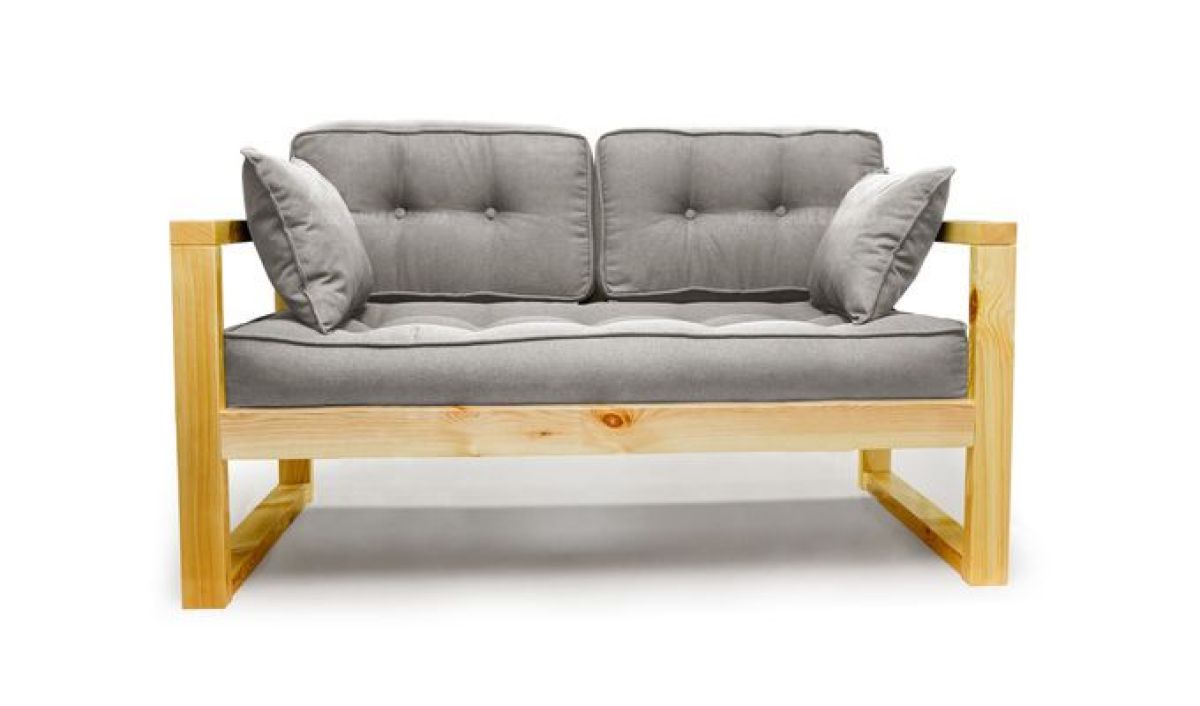Диван двухместный DEmoku Д-2 (Серебристо-серый/Натуральный) | фото 2