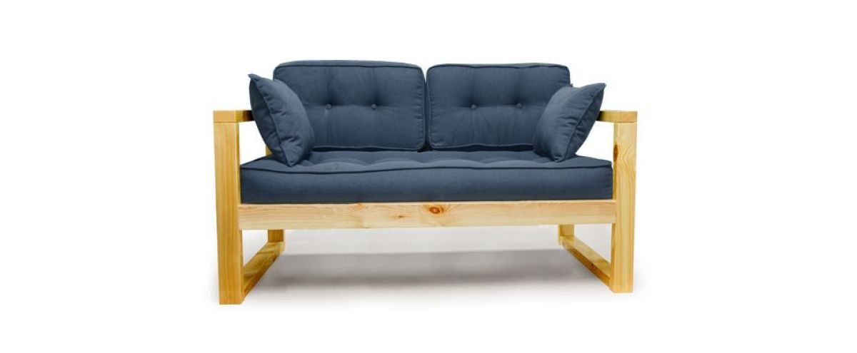 Диван двухместный DEmoku Д-2 (Синий/Натуральный) | фото 2