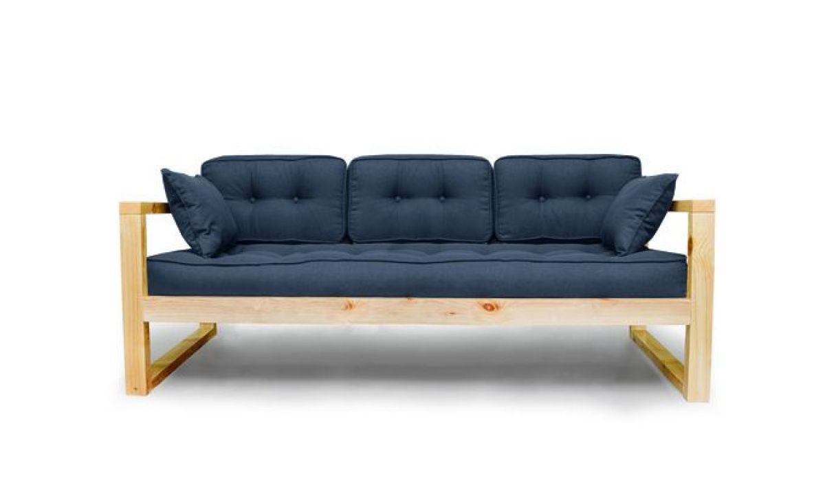Диван трехместный DEmoku Д-3 (Синий/Натуральный) | фото 2