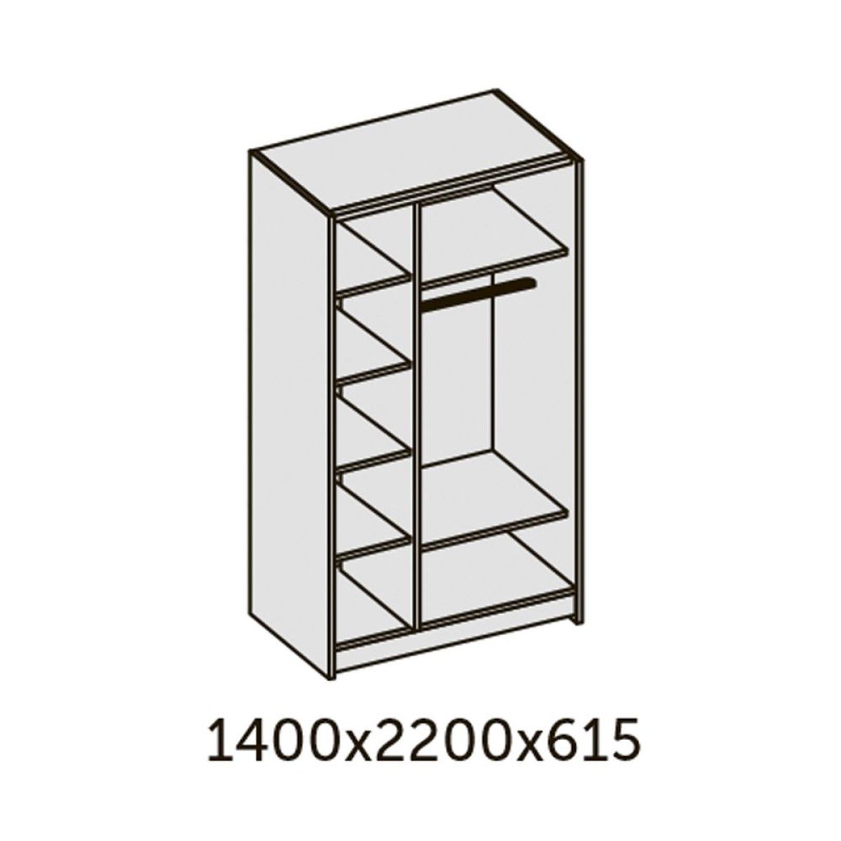 ИННЭС-5 Шкаф-купе 2-х дв. 1400 (1дв. Ф1 - бодега белая, 1дв. Ф2 - зеркало) | фото 2