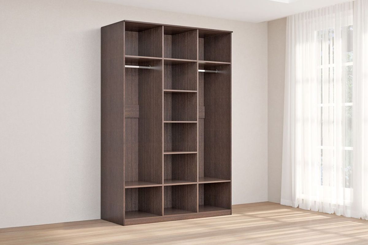 Кэт-4 Шкаф 3-х ств (1 зерк) (МДФ Венге/Экокожа Caiman Коричневый) | фото 2