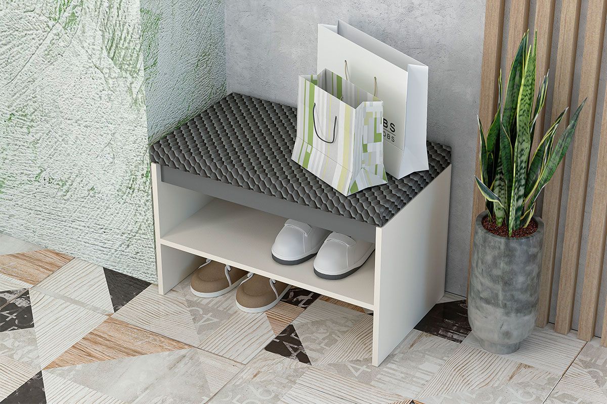Иннэс-12 Обувница (ЛДСП миндаль-графит/ткань Даймонд 011) | фото 2