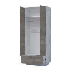 Эго Шк-1 Шкаф с 2дв, 1ящ (бетон светлый/камень темный) цоколь | фото 2