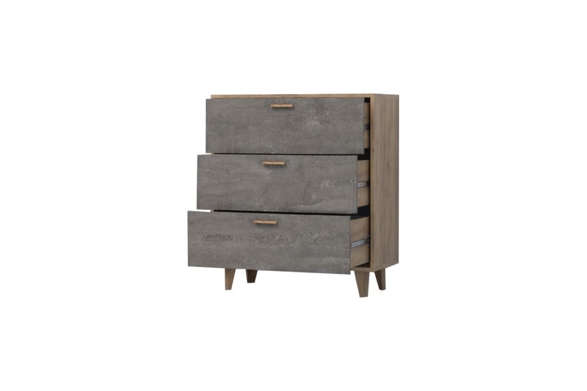 Эго К-3 Комод с 3мя ящ (дуб крафт золотой/камень темный) на ножках | фото 2