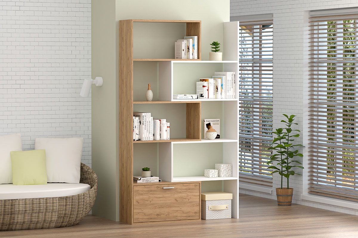 Стеллаж раздвижной (ЛДСП дуб крафт золотой/белый) | фото 3