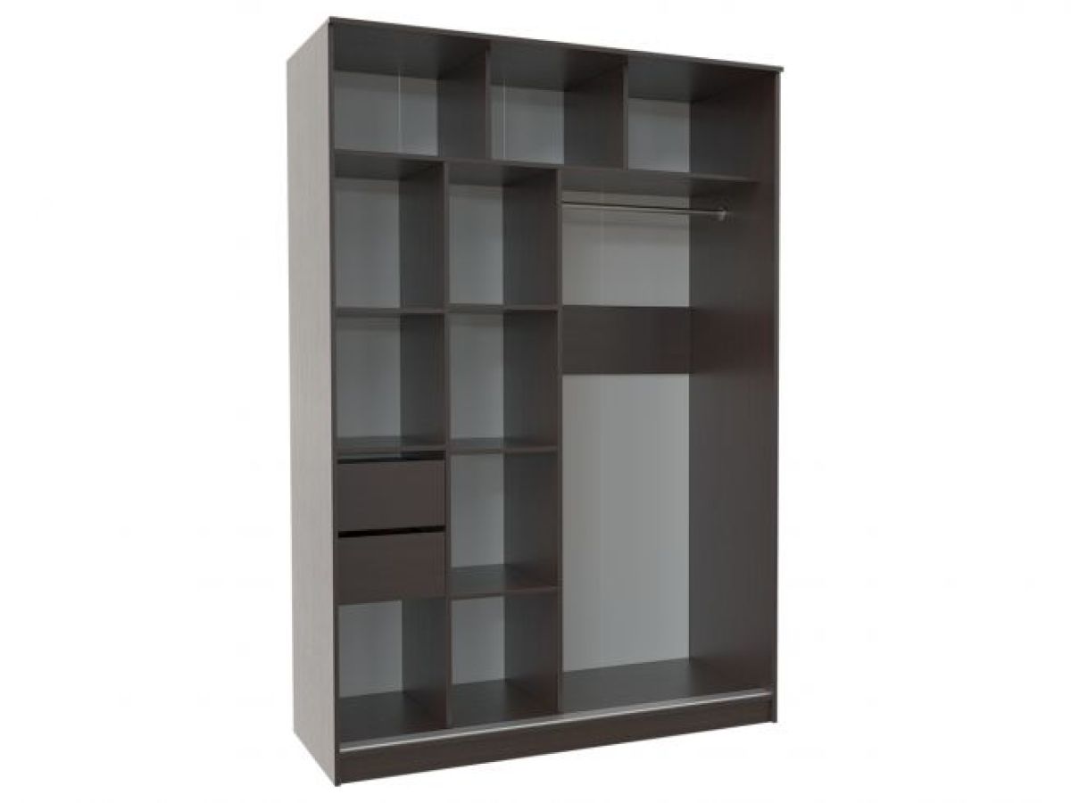 Шкаф-купе ПШ-2.9 1500 Фасад ВСТАВКА МДФ | СТЕКЛО (Венге/Стекло черное) | фото 2