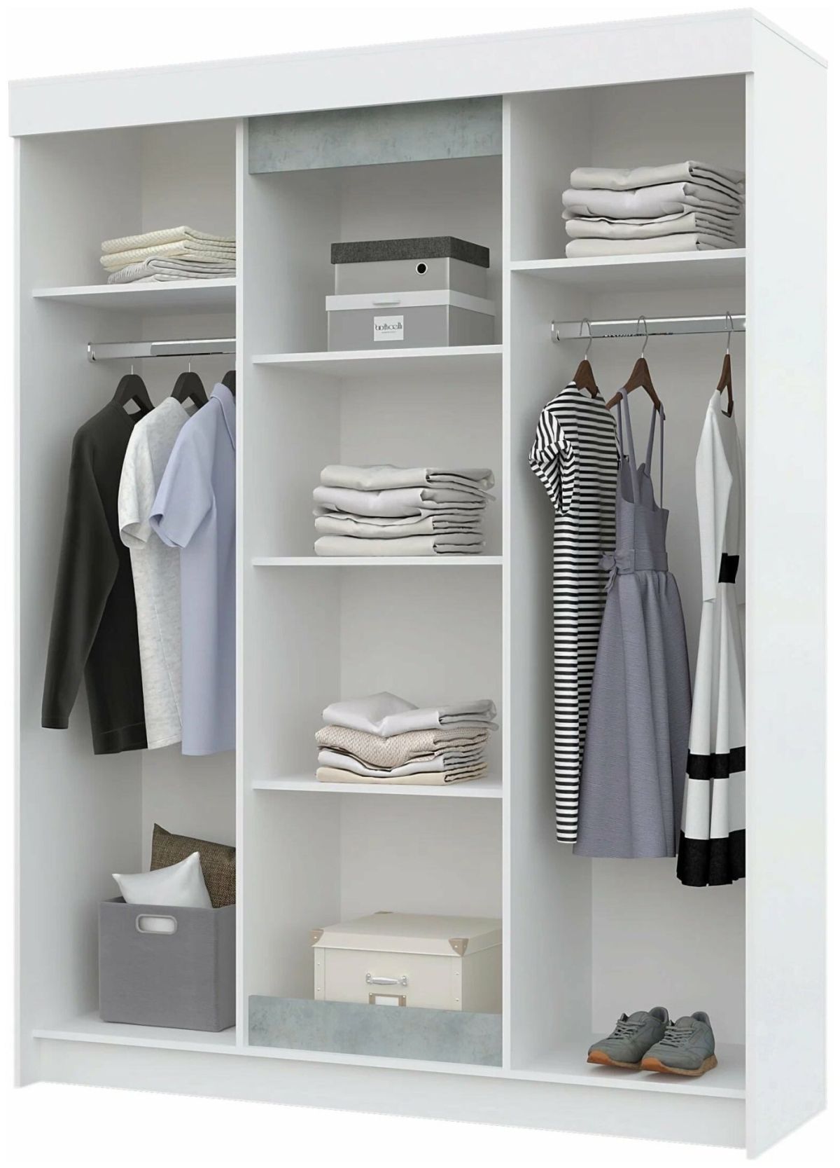 Шкаф-купе с зеркалами VICTOR (Белый-Бетон) | фото 2