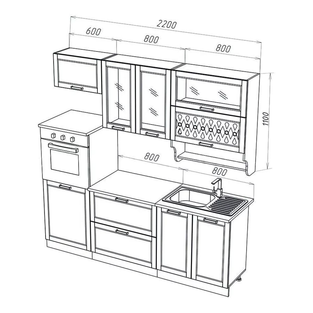МИЛАНО Кухонный гарнитур 2,2 м Компоновка №3 (Орех) | фото 2