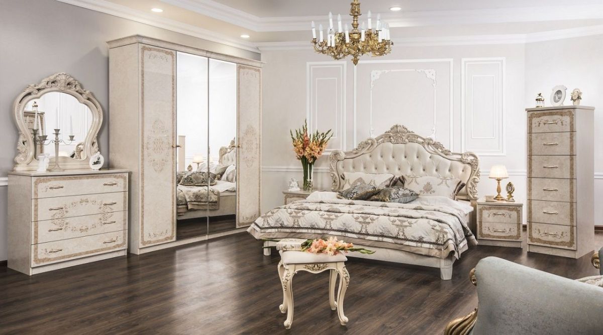 Шкаф 4-х створчатый (2+2) с Зеркалом Патрисия (крем) | фото 3