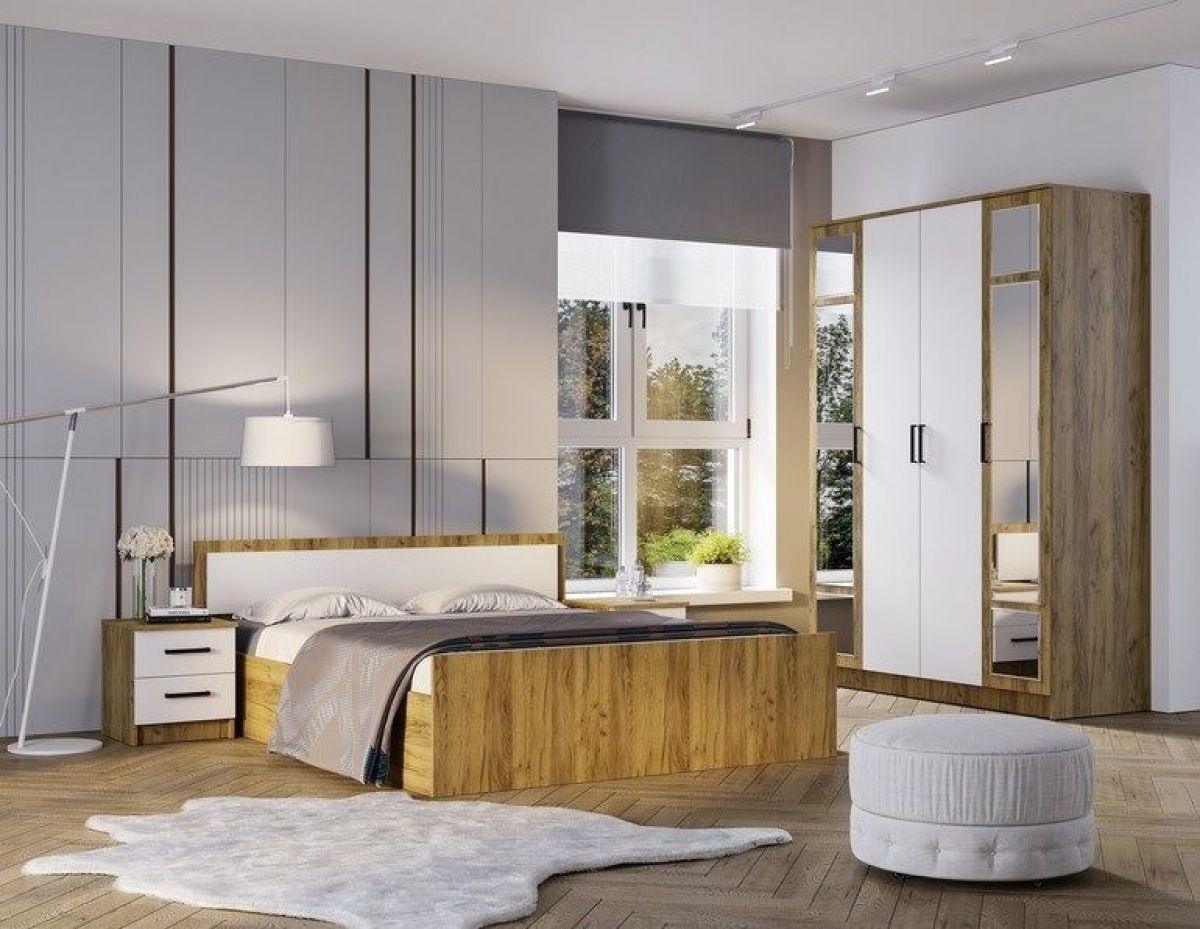 Спальный гарнитур Евро (модульный) Крафт/Белый | фото 8