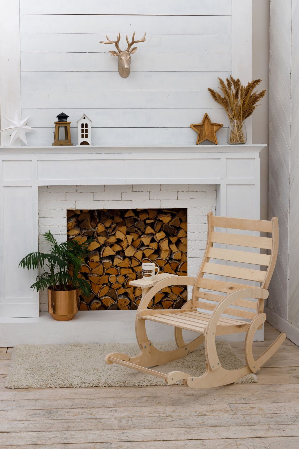 Кресло качалка не окрашенное НЕАПОЛЬ с подножкой | фото 2