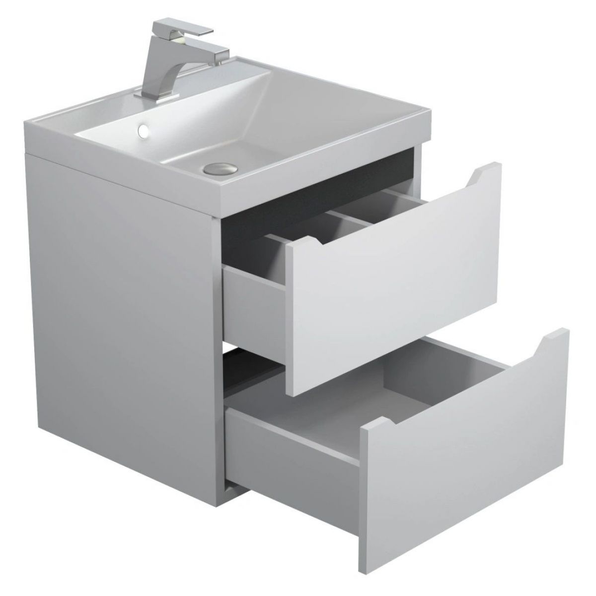 Тумба под раковину Uperwood Tanos 50 см, подвесная, белая/графит | фото 2