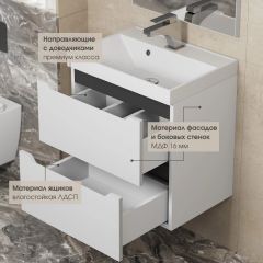 Тумба под раковину Uperwood Tanos 60 см, подвесная, белая/графит | фото 4