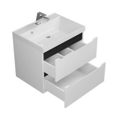 Тумба под раковину Uperwood Tanos 60 см, подвесная, белая/графит | фото 2