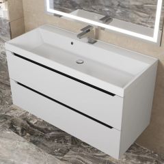 Тумба под раковину Uperwood Tanos 100 см, подвесная, белая/графит | фото 10