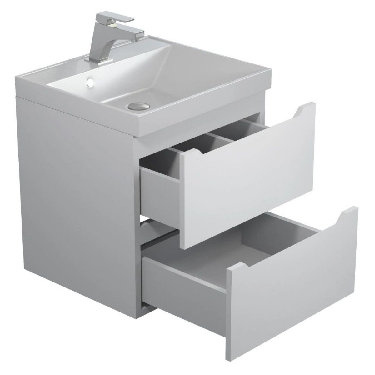 Тумба с раковиной Uperwood Tanos 50 см, подвесная, белая матовая | фото 2