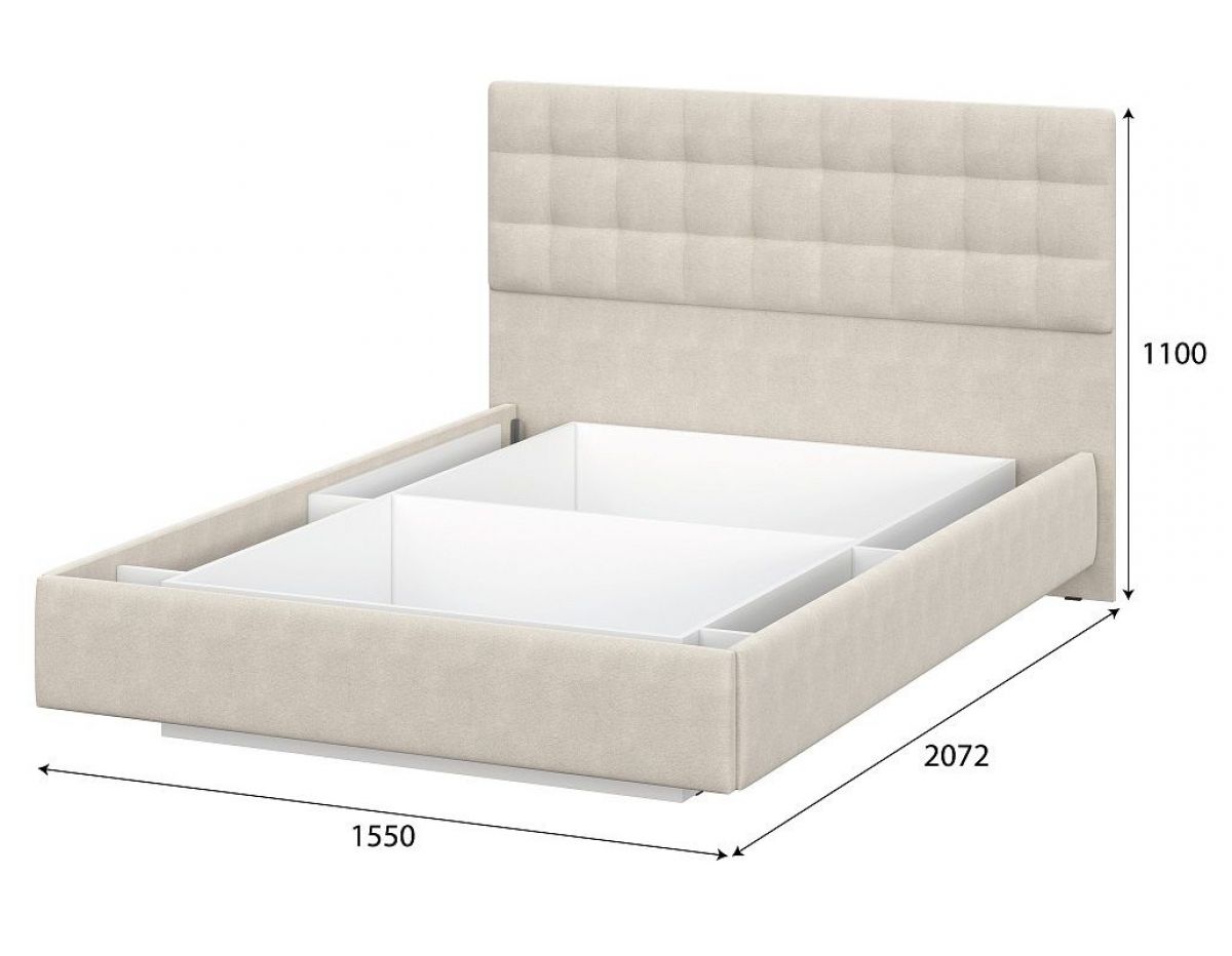 Кровать двойная №2 (универсальная 1.4х2.0) Серия 2 + основание с ПМ (Белый/Бежевый ткань/Квадро Бежевый ткань) | фото 4