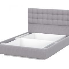 Кровать двойная №2 (универсальная 1.4х2.0) Серия 2 + основание с ПМ (Белый/Серый ткань/Квадро Серый ткань) | фото 3