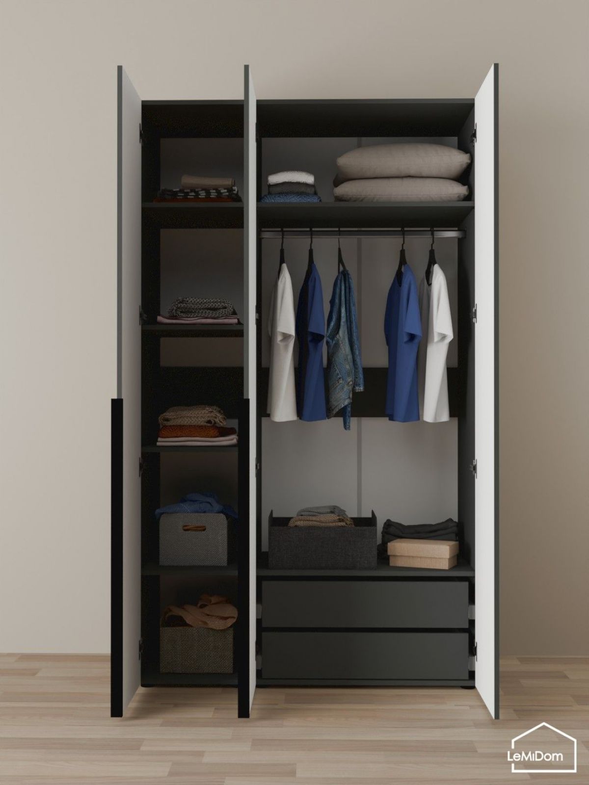 Шкаф Linnea MHR-3-2 2050х1200х510 (Графит-М 11.1.25) | фото 5