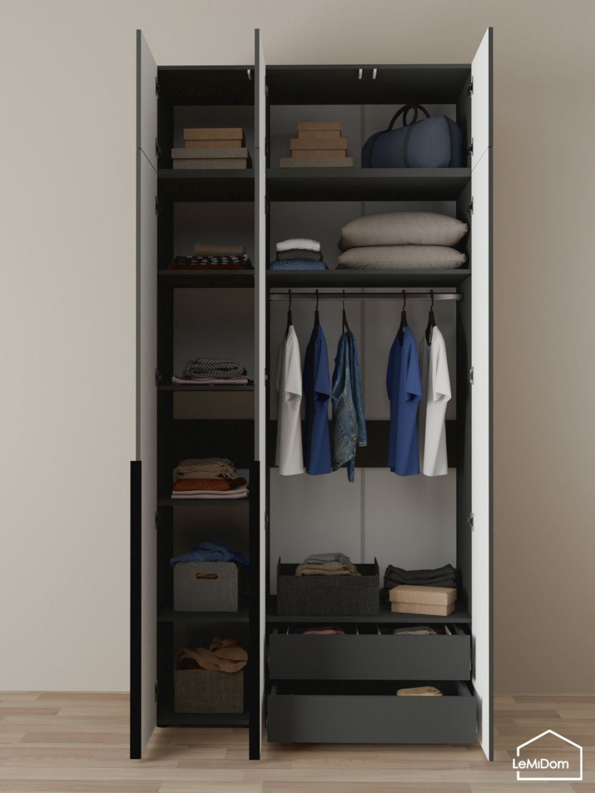 Шкаф с антресолью Linnea MHR-3A-2 2450х1200х510 (Графит-М 11.1.25) | фото 5