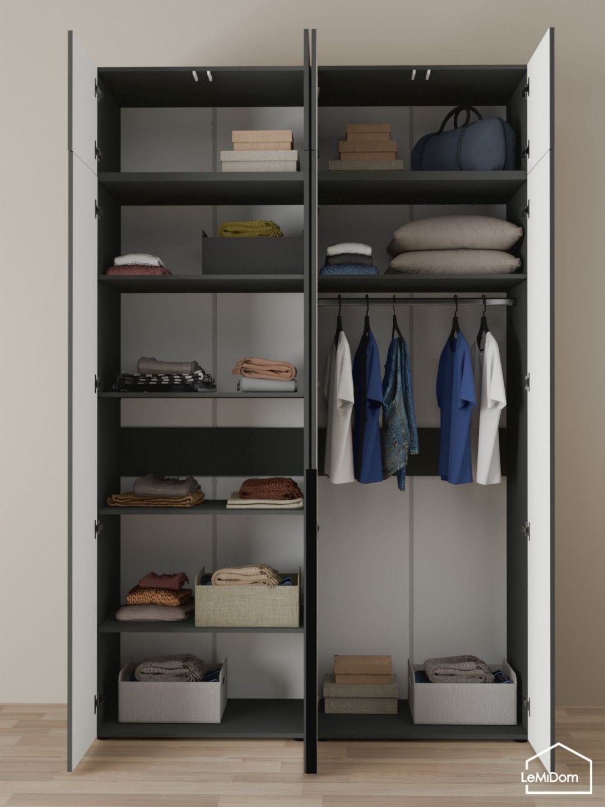 Шкаф с антресолью Linnea MHR-4A-1 2450х1600х510 (Графит-М 11.1.25) | фото 4