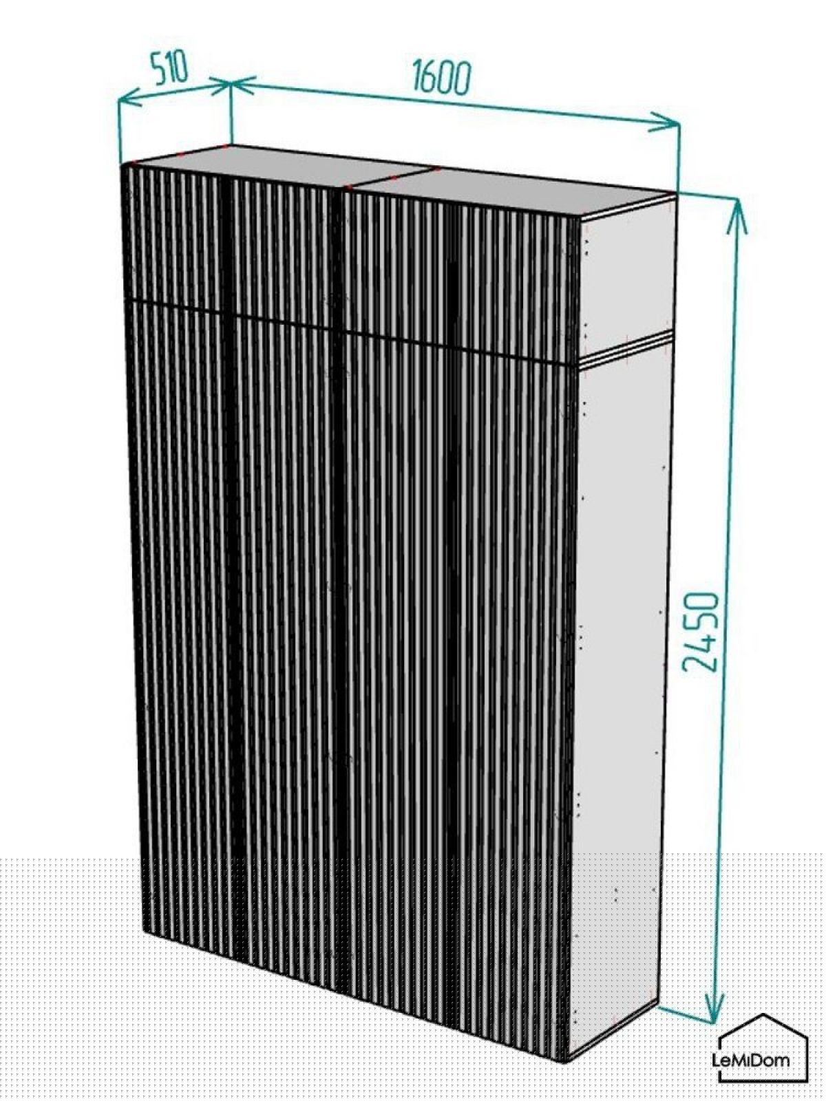 Шкаф с антресолью Linnea MHR-4A-2 2450х1600х510 (Графит-М 11.1.25) | фото 2