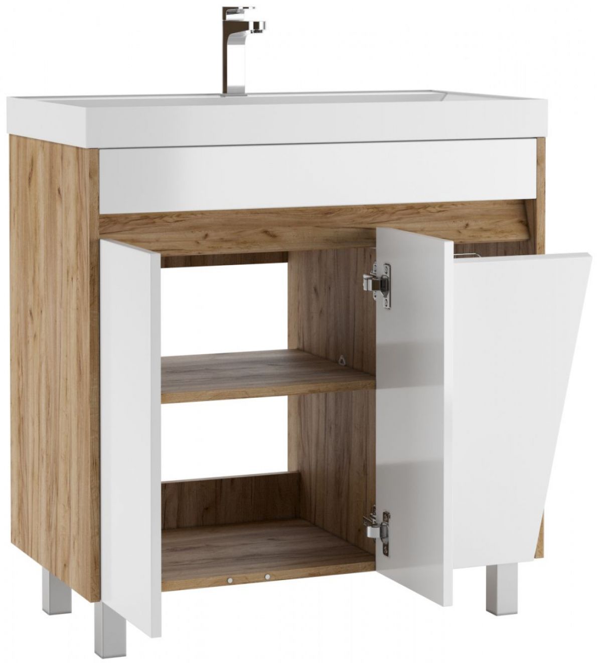Тумба под умывальник "UNIT 80" Karlo без ящика и корзиной для белья Дуб Вотан Домино (DK5304T) | фото 3