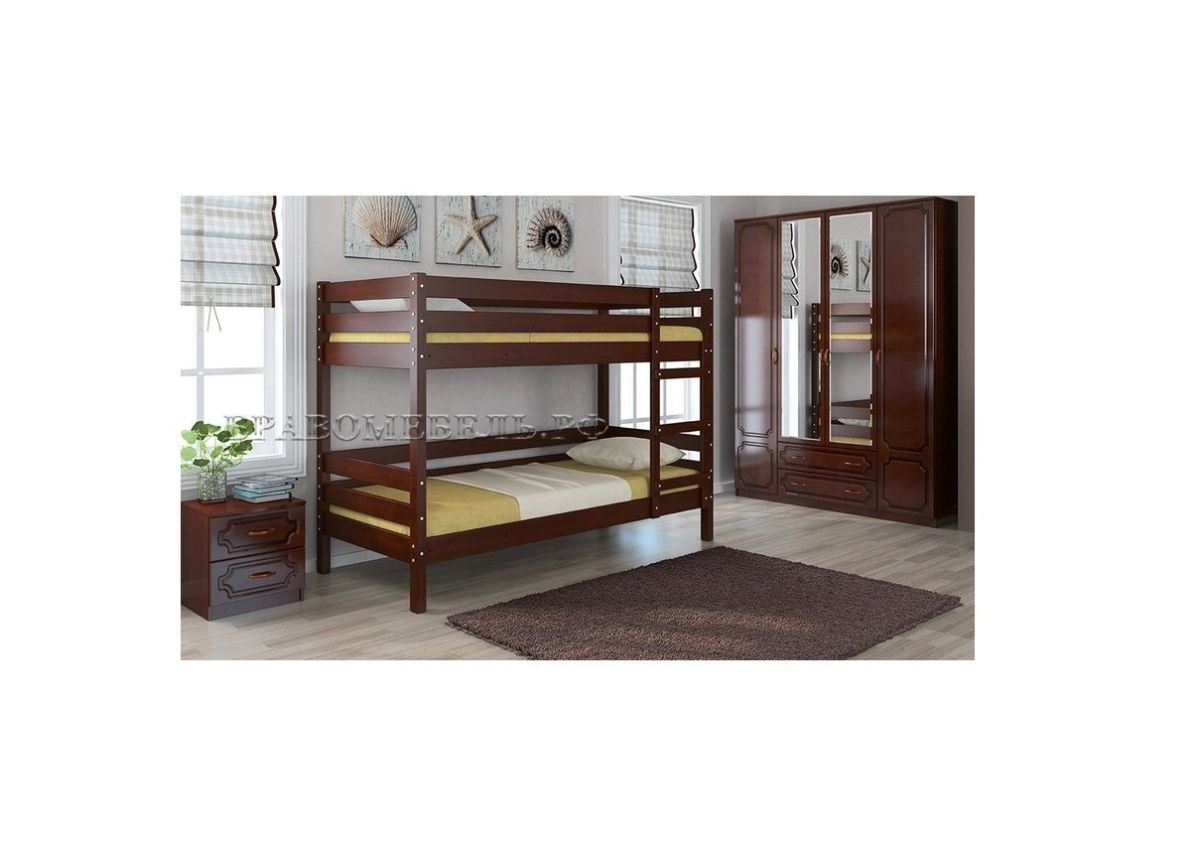 ДЖУНИОР Кровать двухъярусная (Орех) с 2 ящиками | фото 3