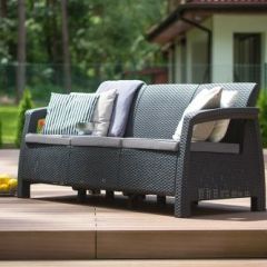 Диван пластиковый Корфу Макс (Corfu love seat max) графит | фото 3